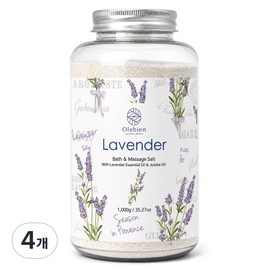 Olevien Lavender Bath & Massage Salt, 4 pieces, 1kg / 올레비엔 라벤더 바스 앤 마사지솔트, 4개, 1kg
