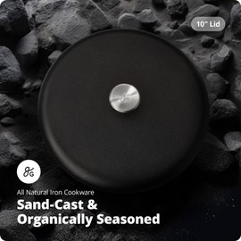 Greater Goods Cast Iron Lid - Pre-Seasoned Lid for a gG 10-inch Cast Iron Skillet, Griddle, and Dutch Oven, Designed in St. Louis