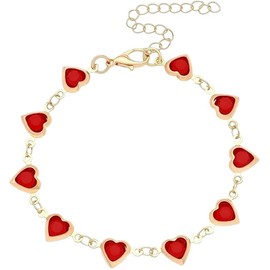 ZUMVIVIN Red Love Heart Link Bracelets Exquisite Fashionable Crystal Bracelet for Women Accessories Birthday Gifts for Womens