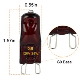 YEGRUEB G9 Heat Lamp Bulbs for Reptile,Night Red, Mini Halogen Bulb 25W, Infrared Reptile Heat Lamp for Bearded Dragon Gecko Turtle Lizard, Pack of 3