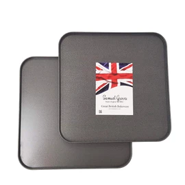 2X 31cm Square Oven Baking Tray, Superior Double Coated Non Stick, Made in England