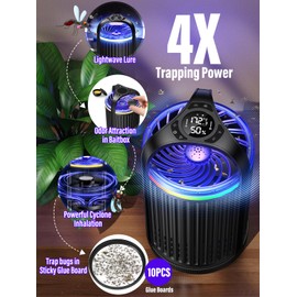 Fruit Fly Traps for Indoors, Smart Fly Trap Indoor Bug Zapper Gnat Traps for House Indoor Plant, Pest Control with 10PCS Refills