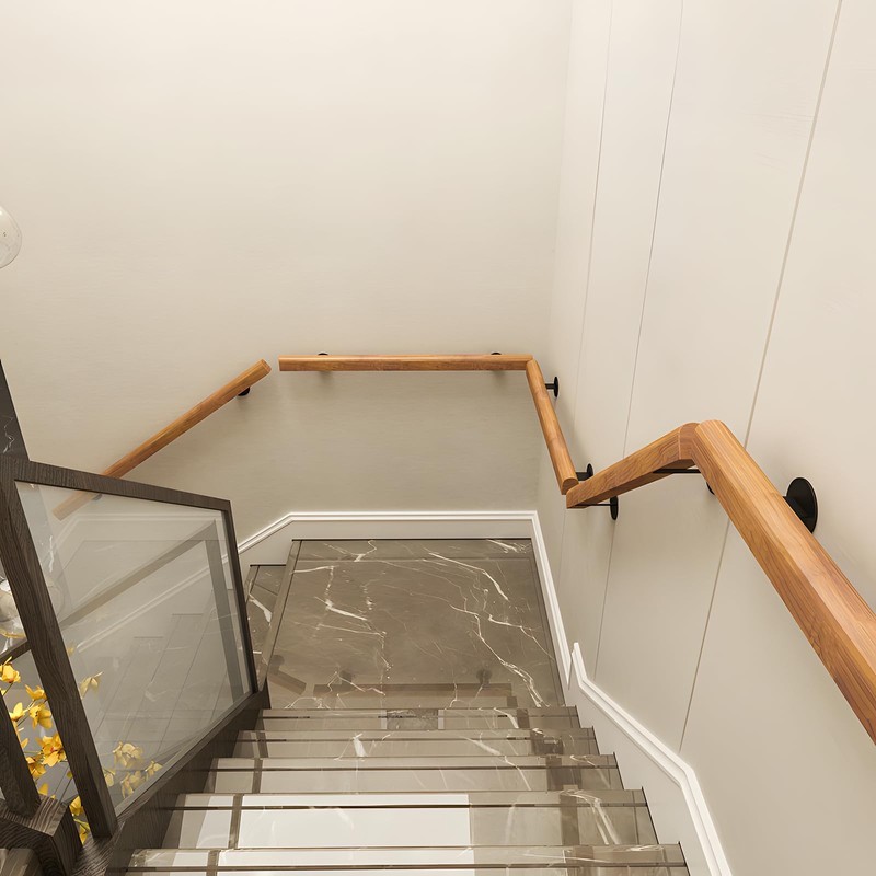 4FT- Wooden Stair Handrail,Staircase Indoor Outdoor Handrail,Wall Mounted Barrier Free