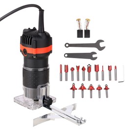 ZZT Wood Router Tool Set, 800W Hand Wood Routers for Woodworking,30000R/MIN Edge Trimmer with 15 1/4" Router Bit Set