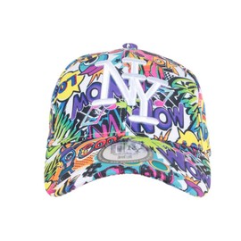 Hip Hop Honour NY White and Purple Pop Art Cartoon Baseball Wow Boom Hat - Size: One Size - Colour: White - Unisex, White, One Size, White