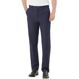 ALTHLEMON Men's Classic Fit Flex Expandable Waist Flat Front Dress Pants 33W 29L Navy