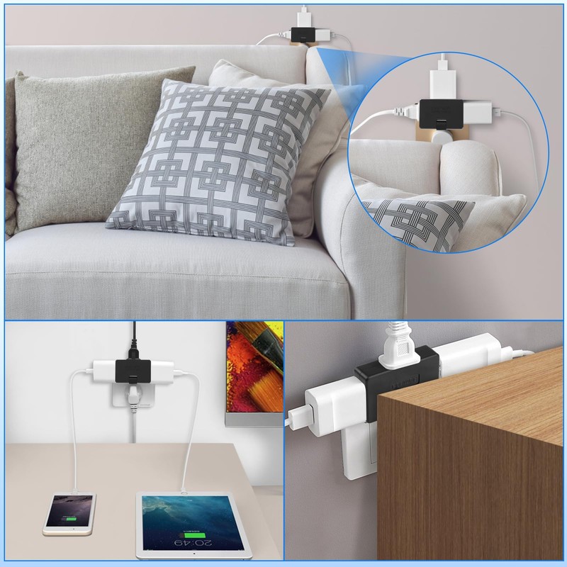 Romeda 3 Pack AC Flat Wall Outlet Extender Flat Plug