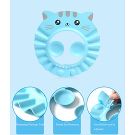 Baby Shower Cap Shampoo Cap for Kids Baby Hair Washing Shield Bath Visor Face Shield for Toddler Boys Girls Adjustable Shower Hat Earmuff Hair Wash Shield Waterproof Bath Cap for 5 Month Plus-8 Years