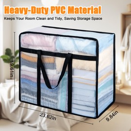 4 Pack Clear Blanket Storage Bags with Zipper, 75L Extra Large Vinyl Foldable Moving Bags Closet Organizers and Storage Containers for Bedding, Blankets, Comforters, Clothing, Toys, Quilt, Duvet