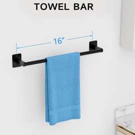 KLJKPA Matte Black Bathroom Accessories Set, 4 Pieces Bathroom Hardware Set, 16 inch Towel Bar, Towel Racks for Bathroom, Robe Towel Hooks, Toilet Paper Holder Wall Mounted