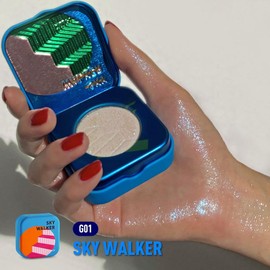 Kaleidos The Space Age Highlighter | Color-Shifting, Natural Glow, Multichrome, Translucent, Rave Makeup, Festival Makeup, Cosmetic Gift, Holographic Makeup, Ethereal Makeup, Duochrome, Glassy Skin:_Sky Walker