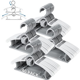 Baby Hangers, 40 Pack Grey Adjustable Kids Hangers for Closet Organization, 11-14 Inch Non-Slip and Extendable for Nursery & Toddler Garment Holders
