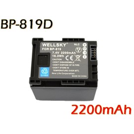 WELLSKY BP-819 BP-819D BP-809 BP-808 互換バッテリー 2200mAh 1個 + CG-800 CG-800D [ 超軽量 ] USB Type-C 急速 互換充電器 バッテリーチャージャー 1個 [ 2点セット ] [ 純正充電器で充電可能 残量表示可能 純正品と同じよう使用可能 ] キヤノン iVIS アイビス