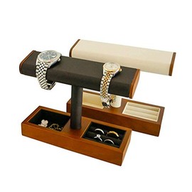 Rhoji Watch Stand with Jewelry Organizer â Solid Ashwood Watch Organizer â Versatile Jewelry Holder for Watches, Bracelets, Rings, Necklaces â Elegant and Classy Countertop Organizer