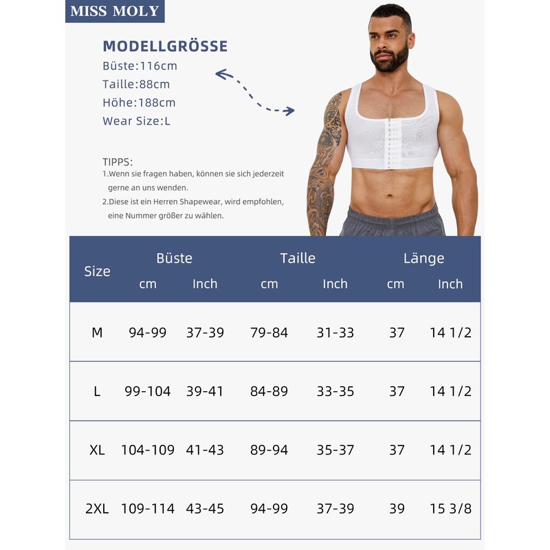 MISS MOLY Shapewear Men's Chest Binder Men's Sleeveless Binder Trans