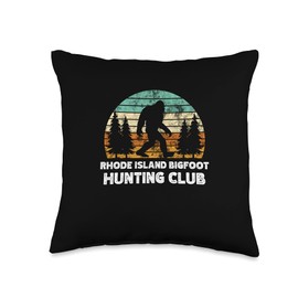 Rhode Island Bigfoot Bigfoot hunting club Rhode Island Bigfoot Hunting Club Sasquatch Fan Throw Pillow, 16x16, Multicolor