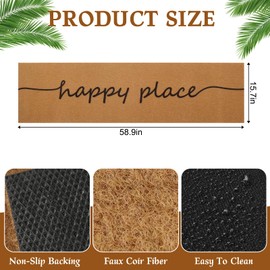 Foxtell Long Doormat 60'' x 16'' Extra Large Mat Non Slip Large Outdoor Door Mat for Front Door Happy Place Long Outdoor Rug for Outdoor Inside Welcome Summer Outside Home Entrance