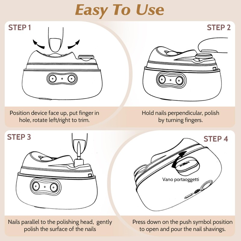 Electronic Nail Clipper 4-in-1 Trimmer with File, Polisher, UV Light