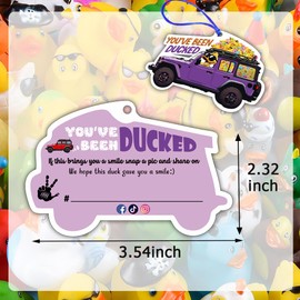 You've Been Ducked, Duck Ducking Game - 50 Set Rubber Duck Tags with Round Hole and Rubber Bands (Purple)