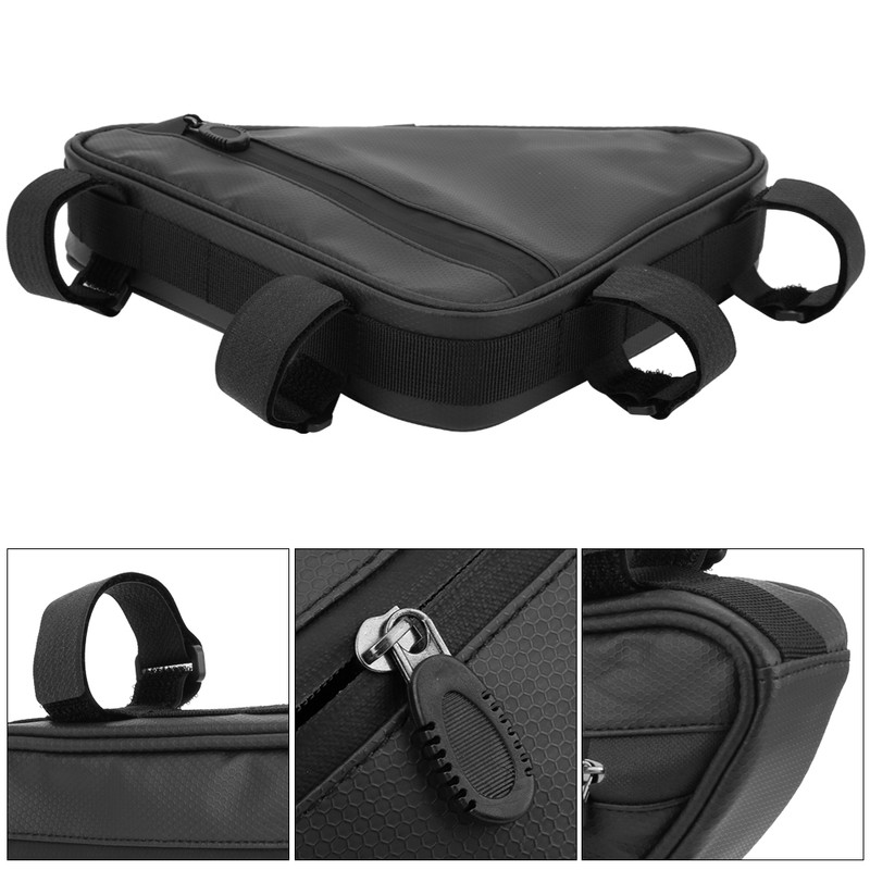 Black Tear Resistance Nylon Triangular Bicycle Kettle Front Beam Bag