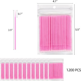 Tbestmax 1200 Microcepillos Aplicadores Microhisopos Varitas Desechables Para Rímel De Pestañas Y Extensiones De Pestañas Rosa