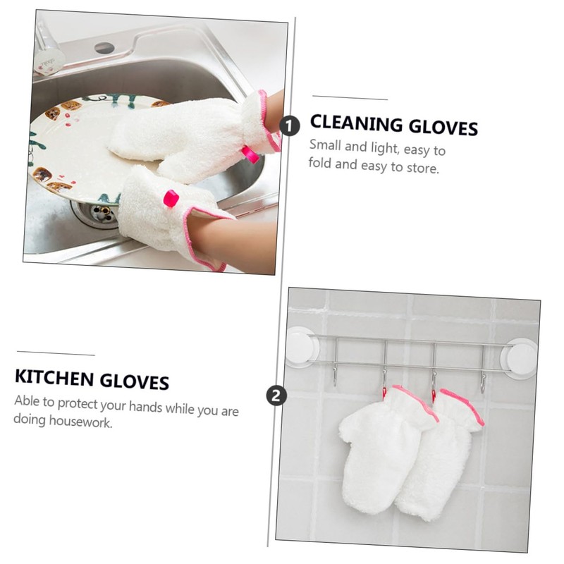 LALAFINA Fiber Material Non-Slip Kitchen Cleaning Gloves Lanyard White Cotton