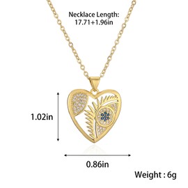 HETICA Gold Heart Evil Eye Necklace, Cubic Zirconia Heart Pendant Nacklaces Jewelry Gifts for Women