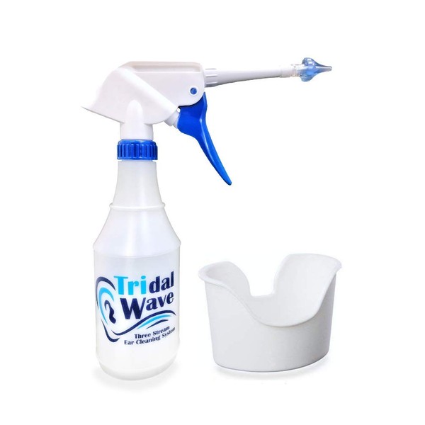 Ear Washer System - Home Solution for Safely Removing Built-Up Earwax and Preventing Future Earwax Buildup - Made by Tridal Wave (Tridal Wave with Ear Basin)