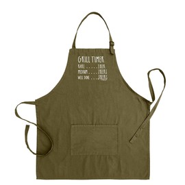 ThisWear Dad Gifts From Son For Dad Grill Timer Two Pocket Adjustable Bib Apron Military Green