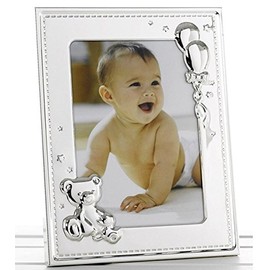 New Baby Silver Photo Frame with Teddy and Balloons for 5" x 7" Photo - 51357