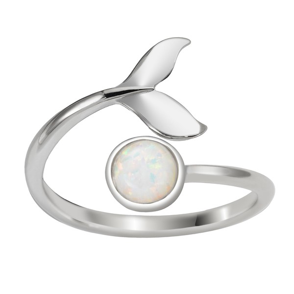 925 Sterling Silver Whale Tail and Full Moon, Adjustable Easy