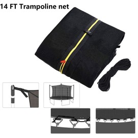 14 FT Trampoline Safety Net with Poles, Trampoline Poles Replacement with Connecters and Screws Bolts, Pole Caps, Fits 6 Straight Poles 14 Feet Round Frame, Installs Inside Frame