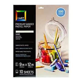Uart Sanded Pastel Art Paper, Off-White, 9" x 12" Paper, Grit #500, 10 Sheet Pack
