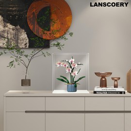 LANSCOERY Acrylic Display Case, Assemble Showcase Display Box for Collectibles, with Dustproof & Seamless Display Design, 8x6x8 inch White Base