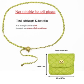 Small Waist Bum Bags Phone Crossbody Purse Bag Fashion Leather Fanny Pack with Adjustable Belt Chain Quilted Women Ladies Travel