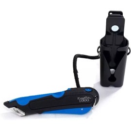GRIP Easy Box Cutter 1000 Blue with 10 Utility Blades, Comfort Grip Safety Cutter