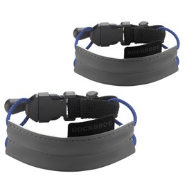 ROCKBROS Pants Hem Stopper Band, Bicycle & Bike Hem Stopper Band, Ankle Band, One-Touch, Reflective Tape, Stretchable, Adjustable Size, Prevents Cling and Dirting, Easy to Put On and Take Off (Set of