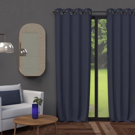 Soleil d'ochre concealer Polyester Curtain with grommets, Navy Blue, 135 x 250 cm
