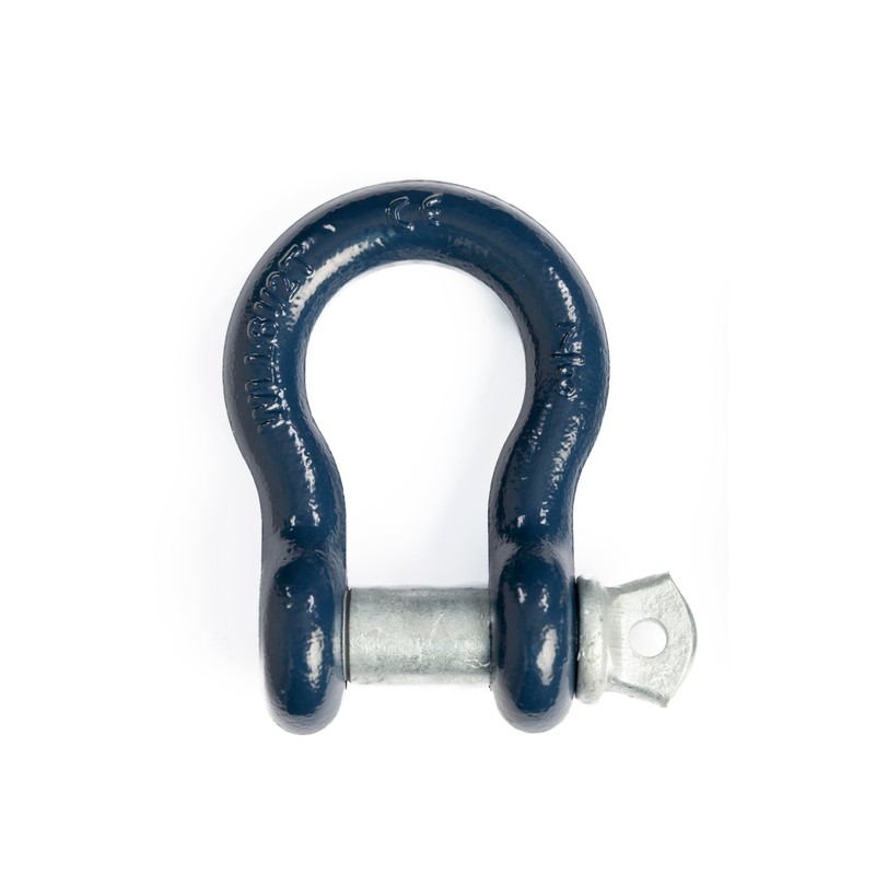 Hi-Gear 2 Pack Blue/Galvanized Bow Shackle 7/8" inch D-Ring Rugged