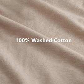 100% Washed Cotton Weighted Blanket Cover, Linen Feel Duvet Cover for Weighted Blanket 88"x104", Plain Simple Cotton Heavy Blanket Duvet Cover (Beige, 88"x104")