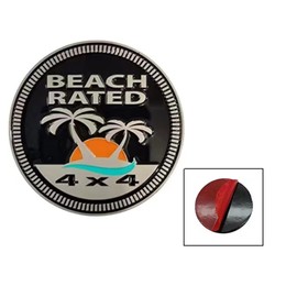 Beach Badge Rated Emblem 4 x 4 Metal Automotive Badge 3D Trim Hook Trunk Badge Decals Stickers (Beach Rated)