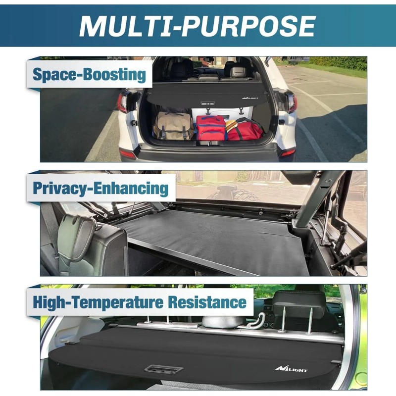 Nilight Trunk Cargo Cover for Jeep Cherokee Accessories 2019-2023 Storage
