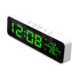 Daiilg Tuya WiFi Temperature and Humidity Alarm Clock Multi-Function LED Digital Clock for Living Room, Farmhouse, Office