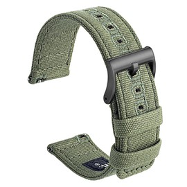 SEURE Canvas Quick Release Watch Band,Cotton Fabric Watch Straps 18mm 19mm 20mm 21mm 22mm 24mm for Men and Women(24,ArmyGreen-black)