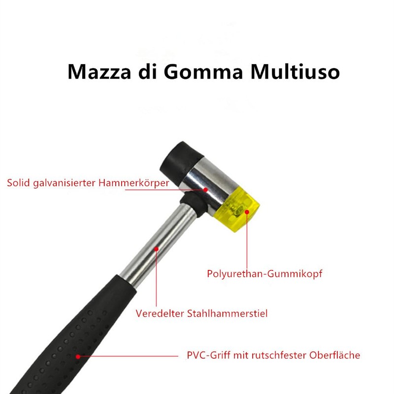 Gummihämmer Schonhammer – Doppelkopf Design mit Rutschfestem PVC Griff -