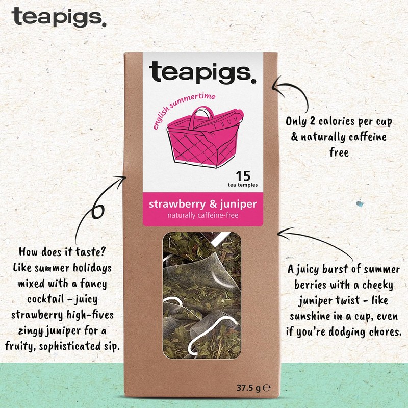 teapigs Strawberry & Juniper Tea Bags - Herbal Tea Fruit