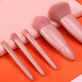 COSHINE - Juego de brochas de maquillaje de viaje fáciles de usar, kit de 5 brochas cosméticas de función completa (5 piezas con espejo)