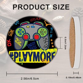 BAMOWEY Absorbent Car Joystick Play More Cup Holder Coaster 2 Pack,Ceramic Stone Coaster with a Finger Notch for Most Cars Interior