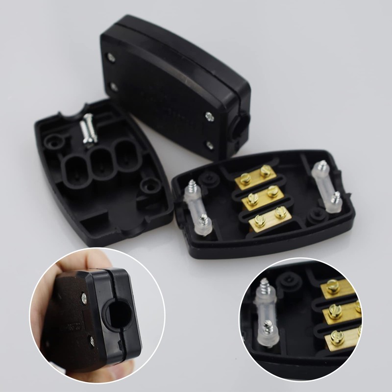 2 PCS 3 Terminal Electrical Junction Box Flex Connector Black