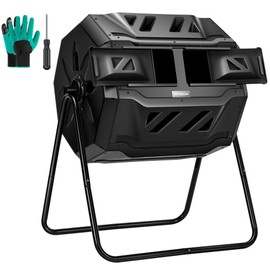 VIVOSUN Outdoor Tumbling Composter Dual Rotating Batch Compost Bin, 43 Gallon Black Door
